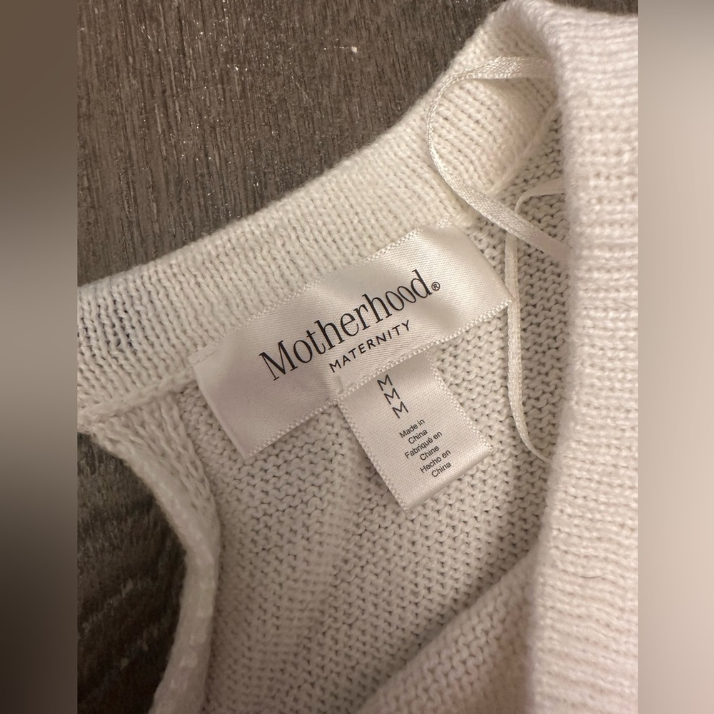 MOTHERHOOD MATERNITY WHITE WITH BLACK BOW SWEATER - Size Medium SKU:399 - Picture 4 of 7
